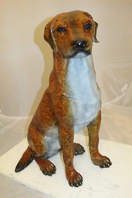 Labrador Dog Bronze Statue - Size: 29"L x 16"W x 31"H.