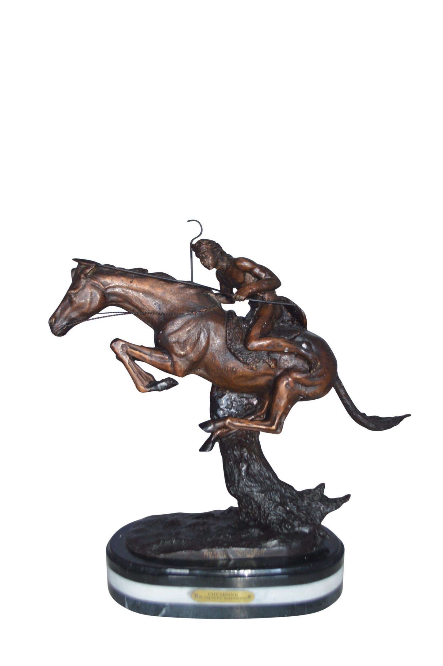 Cheyenne by Remington Bronze Statue replica - Size: 12"L x 7"W x 19"H.