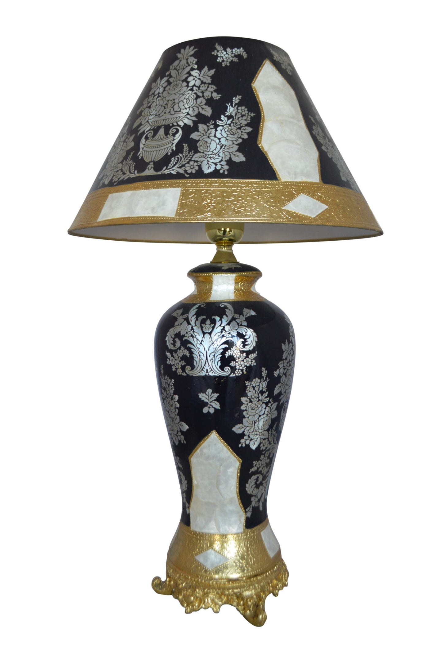 Gold and Silver lamp made of resin - Size: 18"L x 18"W x 30"H.