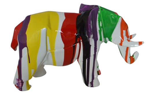 Modern art multicolored elephant resin statue -  Size: 12"L x 6"W x 8"H.