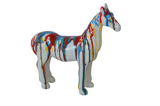 Modern art multicolored horse resin statue -  Size: 8"L x 2"W x 8"H.