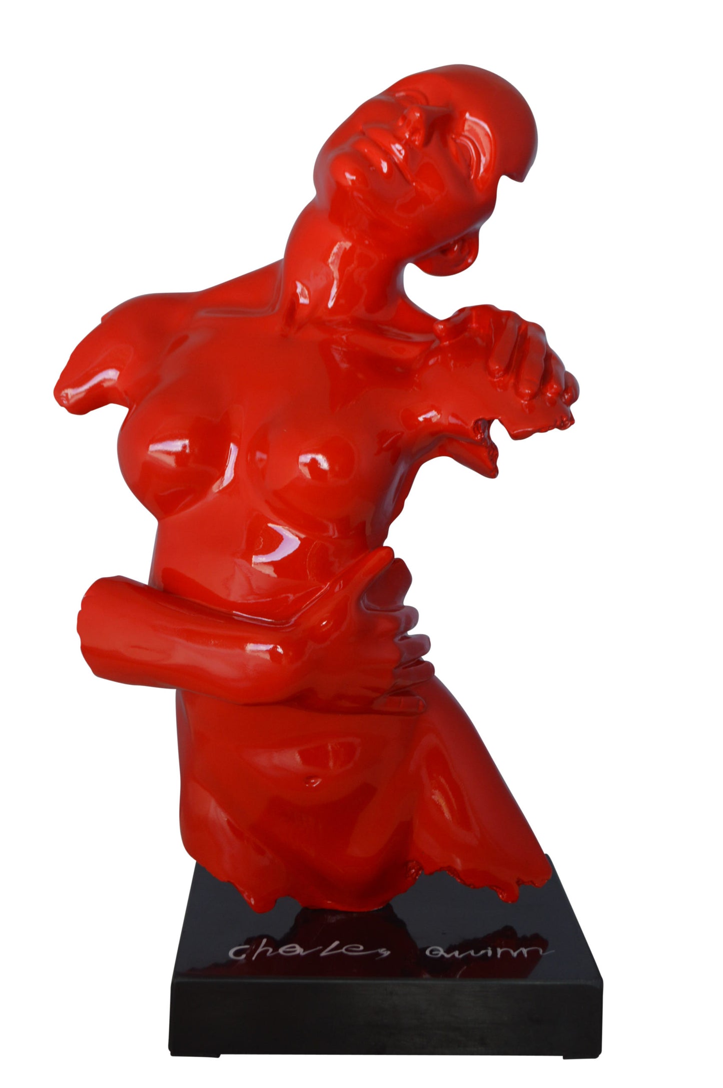 Modern resin statue of a woman hugged by a men - Size: 13"L x 9"W x 24"H.