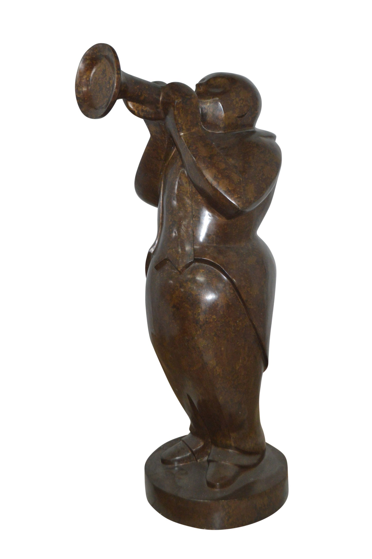 Musician playing the trumpet bronze statue - Size: 24"L x 20"W x 56"H.