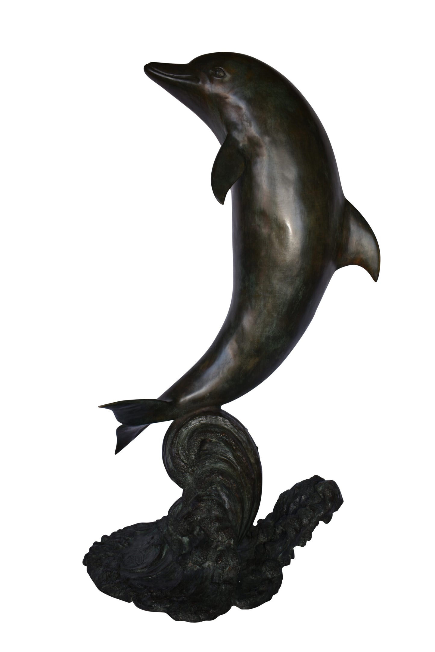 Fountain of A Dolphin Jumping of The Water Made of Bronze Size: 21"x 30" x 50"H.