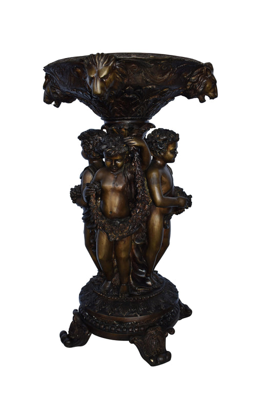 Four Cupids with Lion Heads Bronze Statue Fountain Size: 25" x 25" x 39"H
