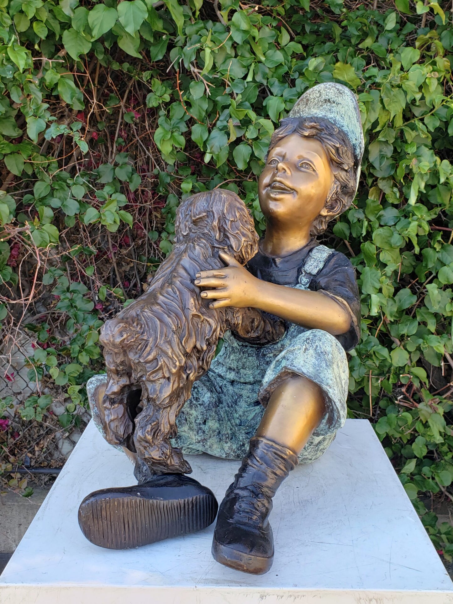 Playful Young Boy and his Puppy Bronze Statue Size: 20" x 16" x 24"H