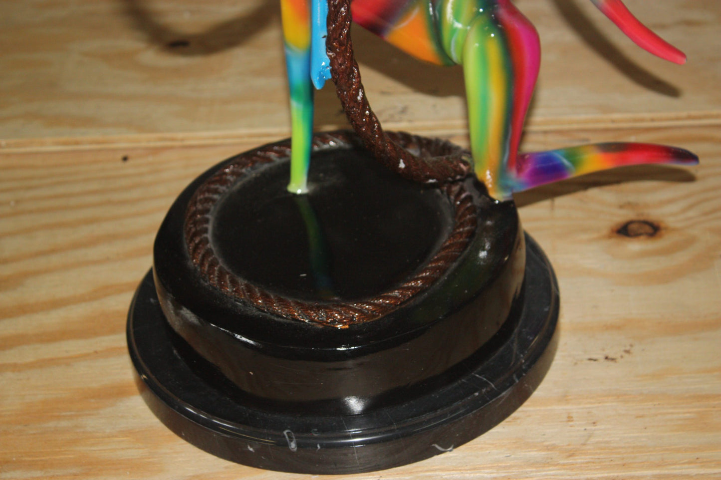 Three man made of Bronze climbing on rope - Size: 10"L x 13"W x 37"H.