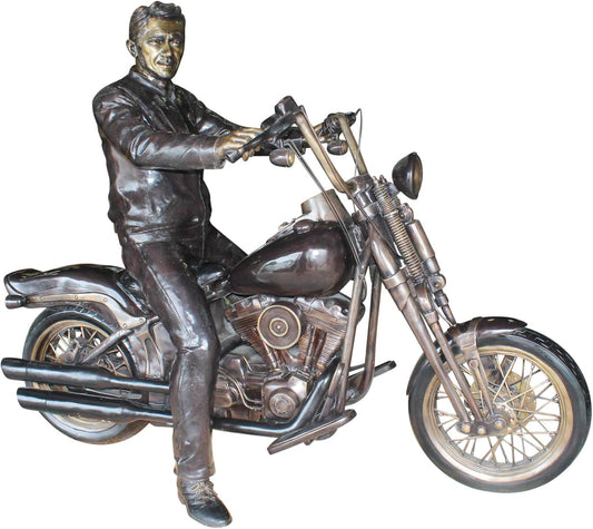 Bronze Sculpture of Man on His Motorcycle Life Size 
 94" x 50" x 72"H