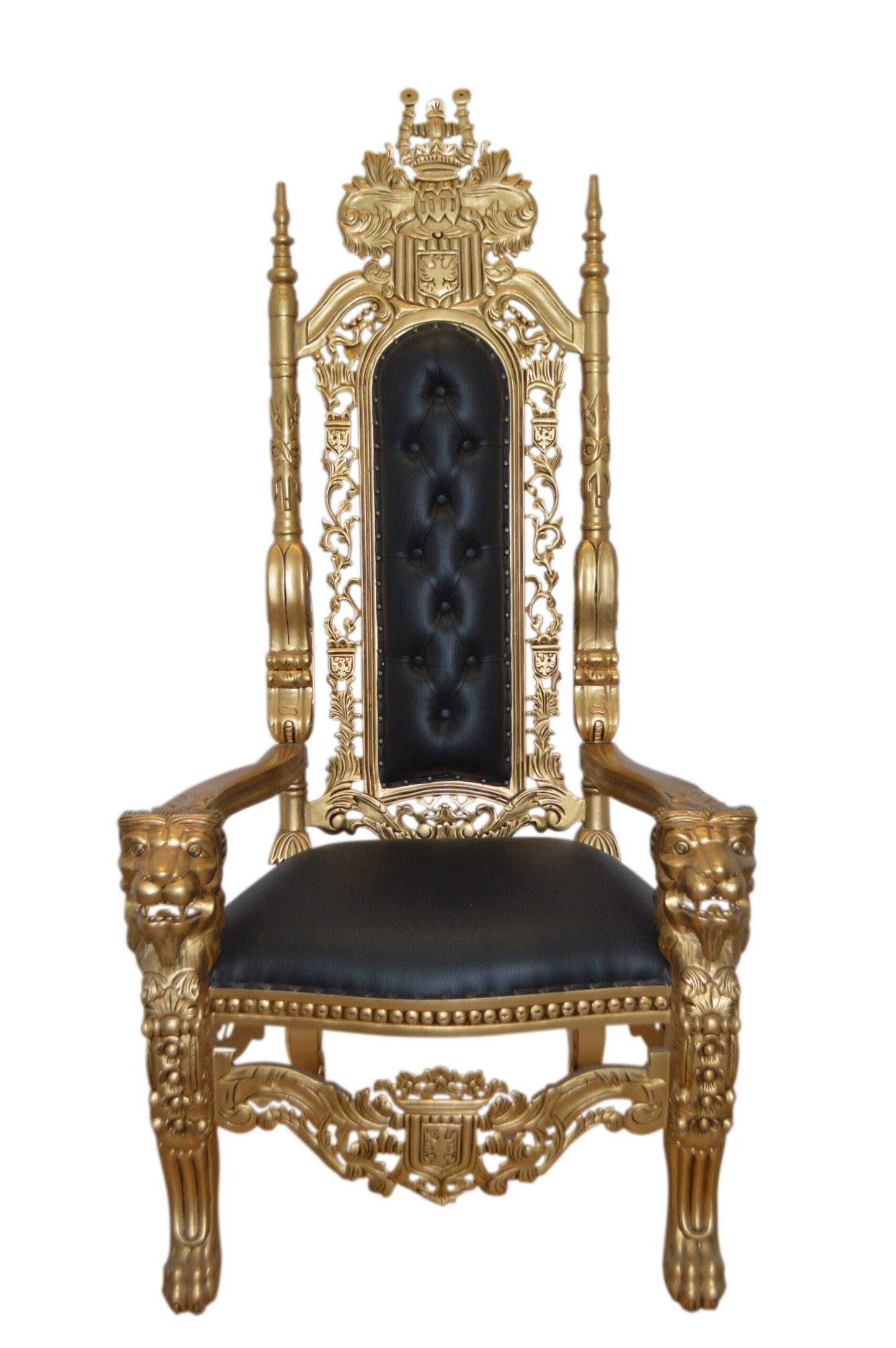 Gold and Black Lion Chair - Size: 26"L x 36"W x 71"H.