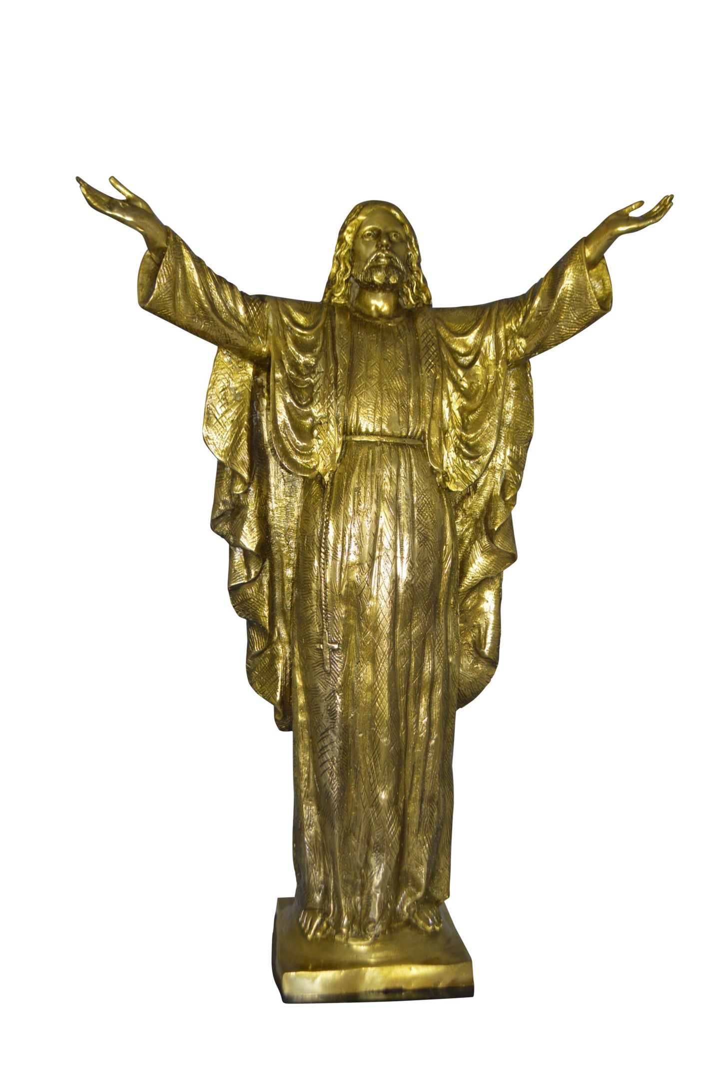 Jesus Opens His Hands Bronze Statue - Size: 10"L x 21"W x 32"H.