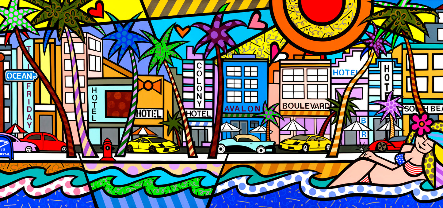 Ocean Drive, Acrylic Painting, Stretched Canvas, Wall Art by Jozza 50" x 23"