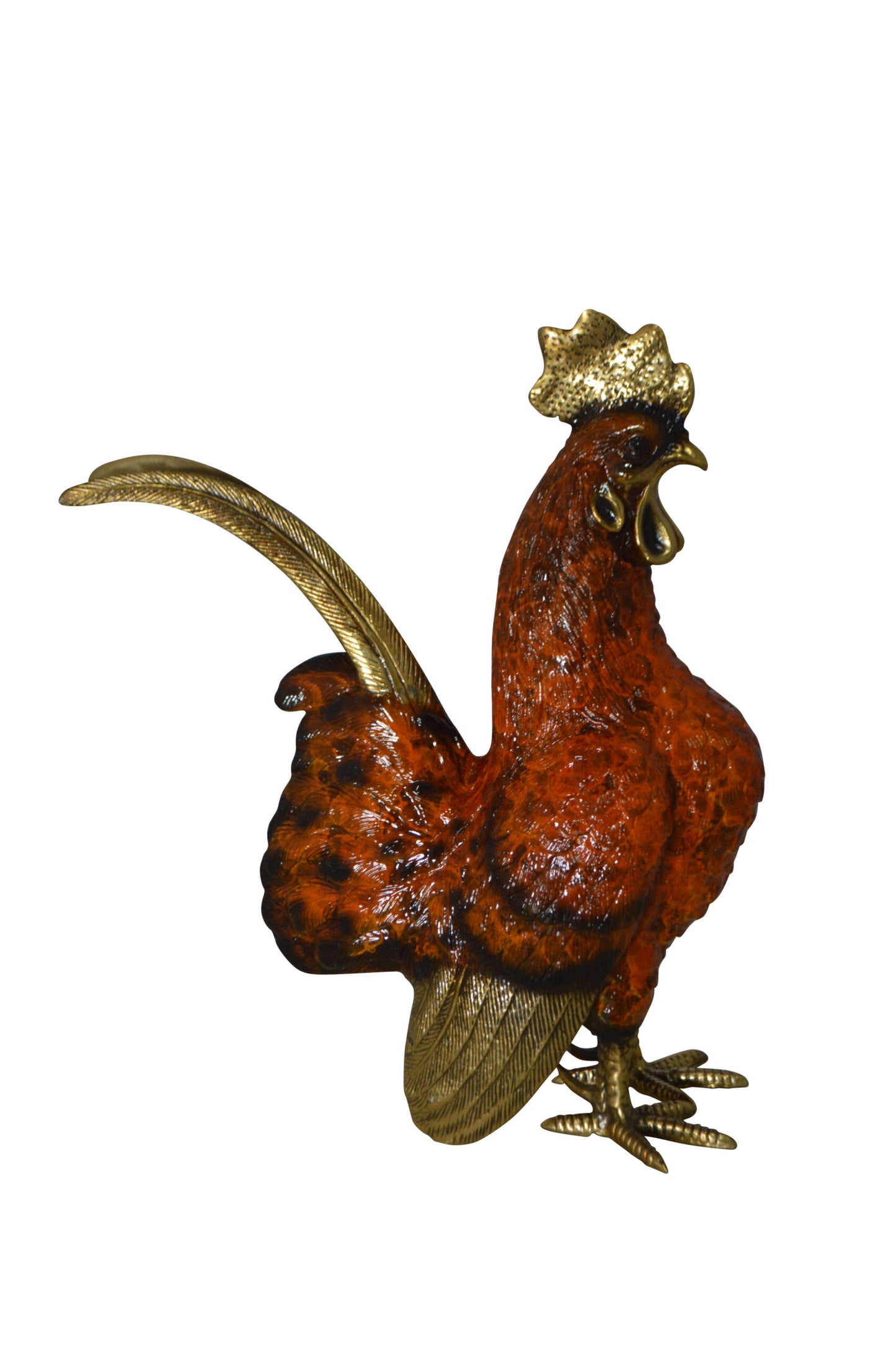 Rooster Cockerel bronze statue - Size: 9"L x 4"W x 11"H.
