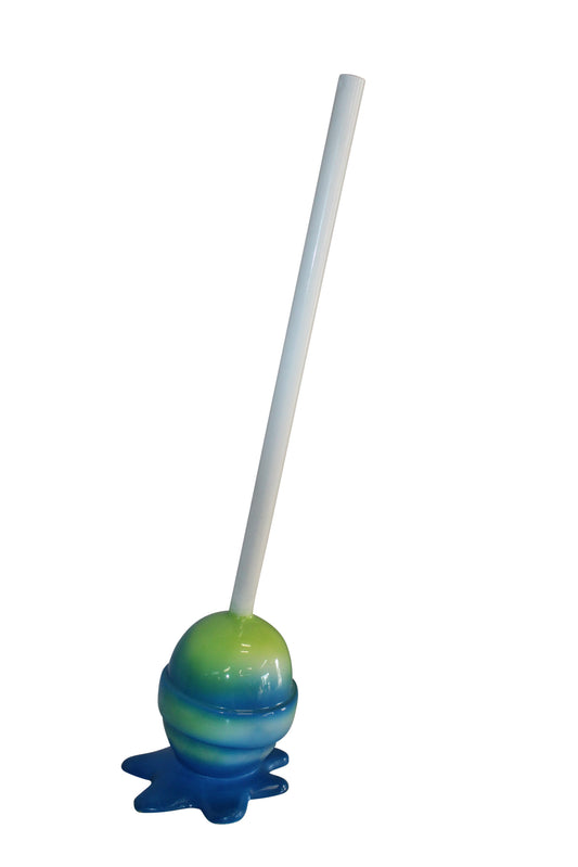 Colorful Resin Lollipop Statue, Green and Blue Delight 10" x 10" x 34"H