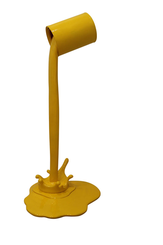 Life Sized Modern Yellow Pouring Paint Tin Resin Statue 25" x 21" x 48"H
