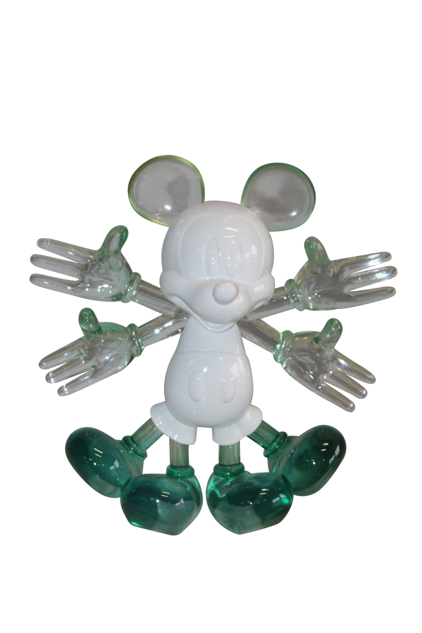 Transparent Resin Mickey Mouse in Motion Sculpture 13" x 5" x 12"H