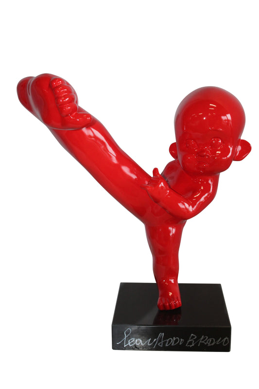 Karate Kid in Motion Red Resin Statue 18" x 8" x 20"H