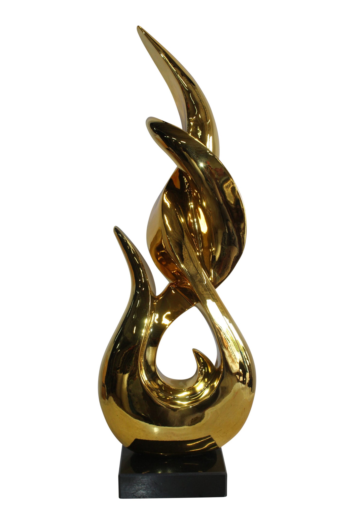 Gold Modern and Abstract Resin Statue on Marble Base 12" x 8" x 34"H