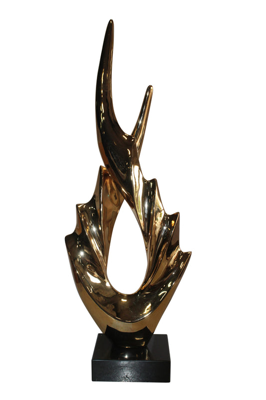 Unique Fluttering Gold Resin Statue on Marble Base 13" x 7" x 36"H