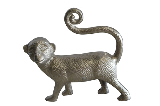Aluminum Walking Monkey Statue, Playful Charm for Any Space 10" x 3" x 10"H