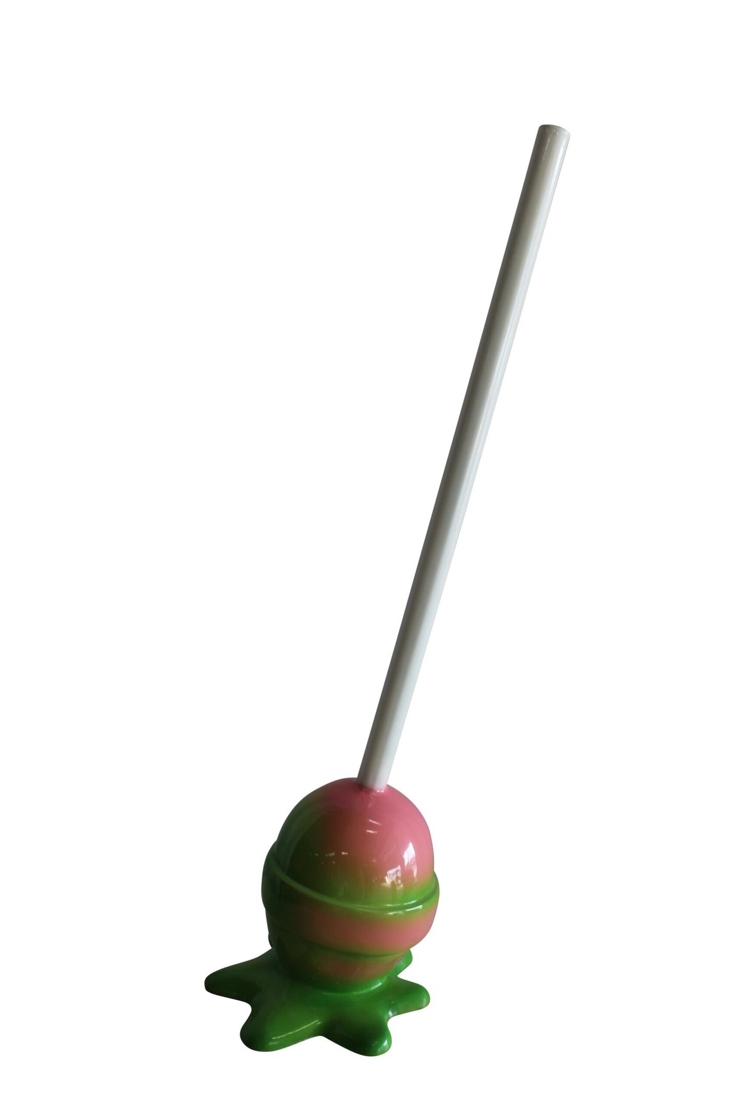 Green and pink Oversized Fiberglass Lollipop Statue 10" x 10" x 34"H