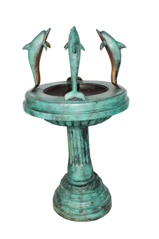 Three Dolphins Bronze Fountain Green Patina Finish 26" x 26" x 47"H