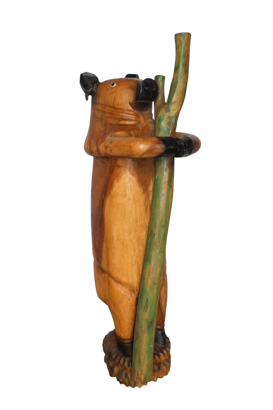 Wooden Giant Standing Pig Statue 25" x 16" x 65"H