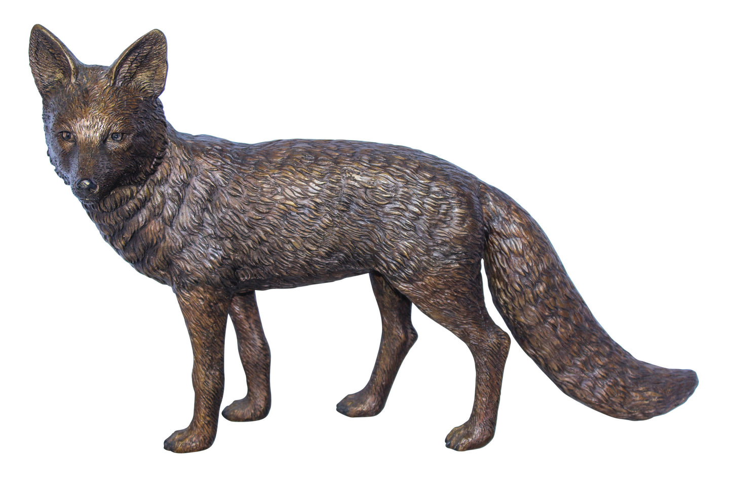 Elegant Standing Fox Bronze Statue, Stunning Wildlife Decor 24" x 6" x 15"H
