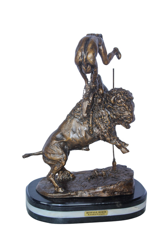Buffalo Horse Remington Replica Bronze Statue 15" x 9" x 22"H
