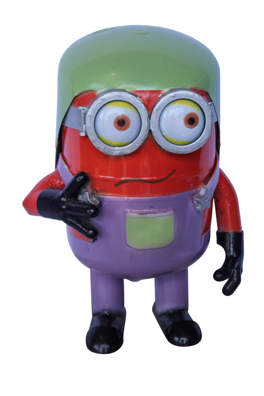 Funny Metal Scrap Statue of Boy with Glasses, Whimsical Art 14" x 12" x 20"H