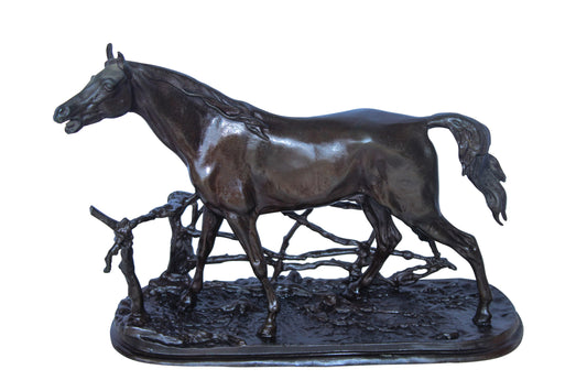 Pierre Jules Mene Replica of Standing Horse Bronze Statue 14" x 5" x 10"H