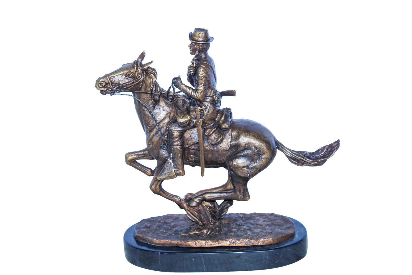 Trooper of the Plains Bronze Statue, A Remington Replica 10" x 5" x 13"H