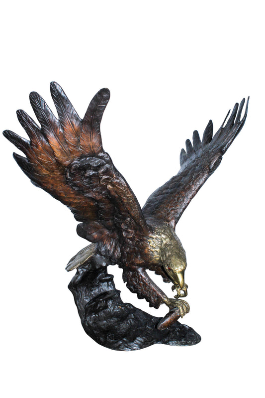 Giant Bronze Eagle Sculpture with Outstretched Wings 54" x 42" x 54"H