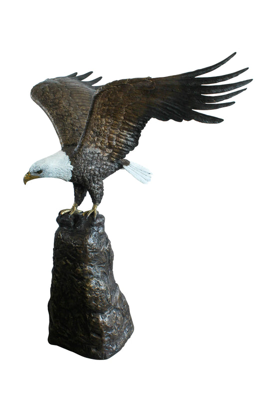 Bald Eagle Bronze Statue with White Head and His Wings Spread 51" x 36" x 58"H