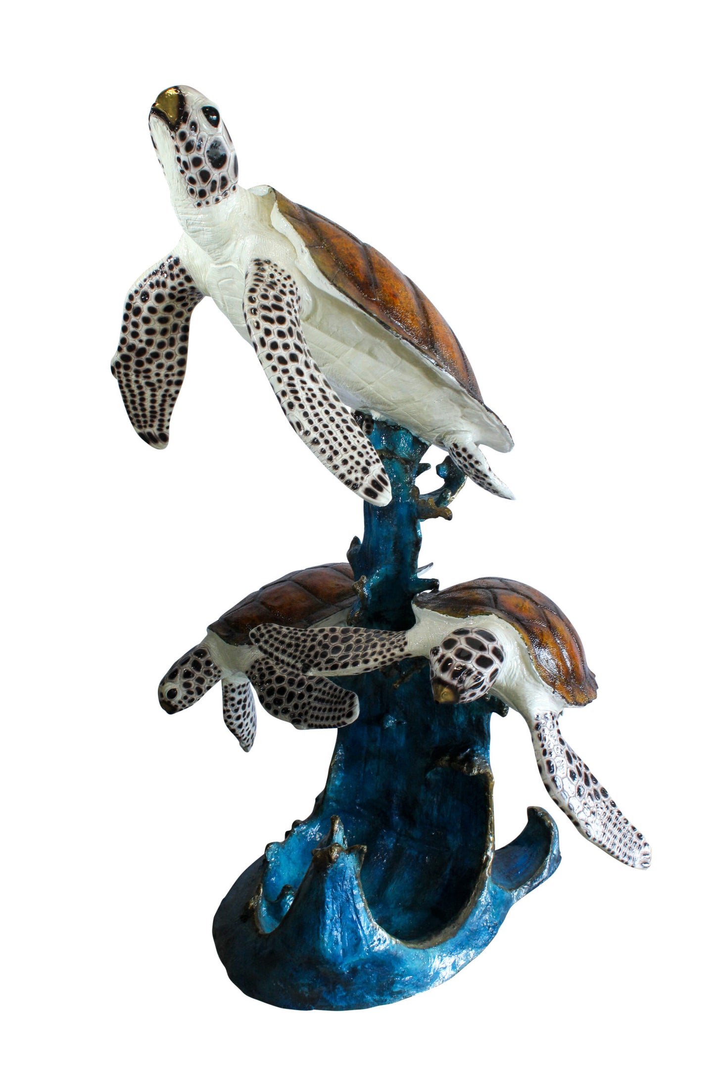 Nifao Bronze Sea Turtle Fountain Statue – Large Indoor/Outdoor Ocean-Inspired Sculpture, Three Turtles with Coral Reef Base, Handcrafted Lost Wax Casting, Garden & Coastal Home Decor 50 x 40" x 68"H