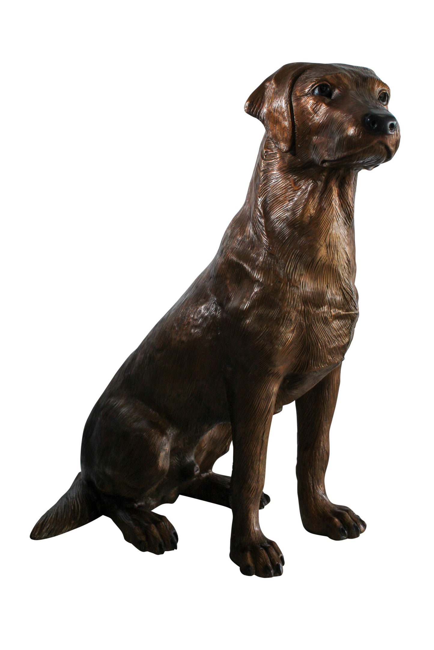 Large Bronze Labrador Retriever Dog Statue in Sitting Pose 28" x 19" x 31"H