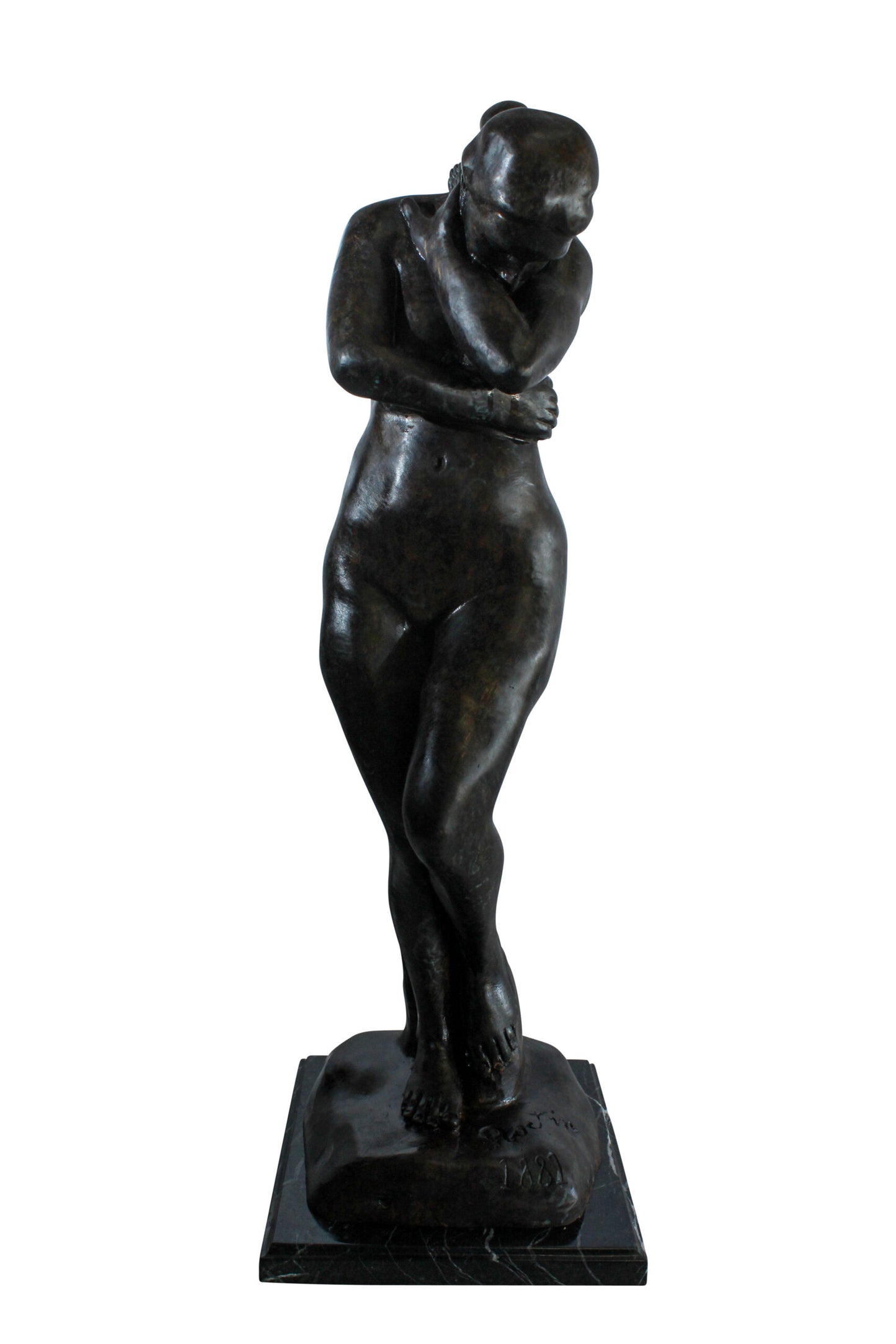 Bronze Art Nude Woman Statue Marble Base by Rodin Replica 12" x 11" x 32"H
