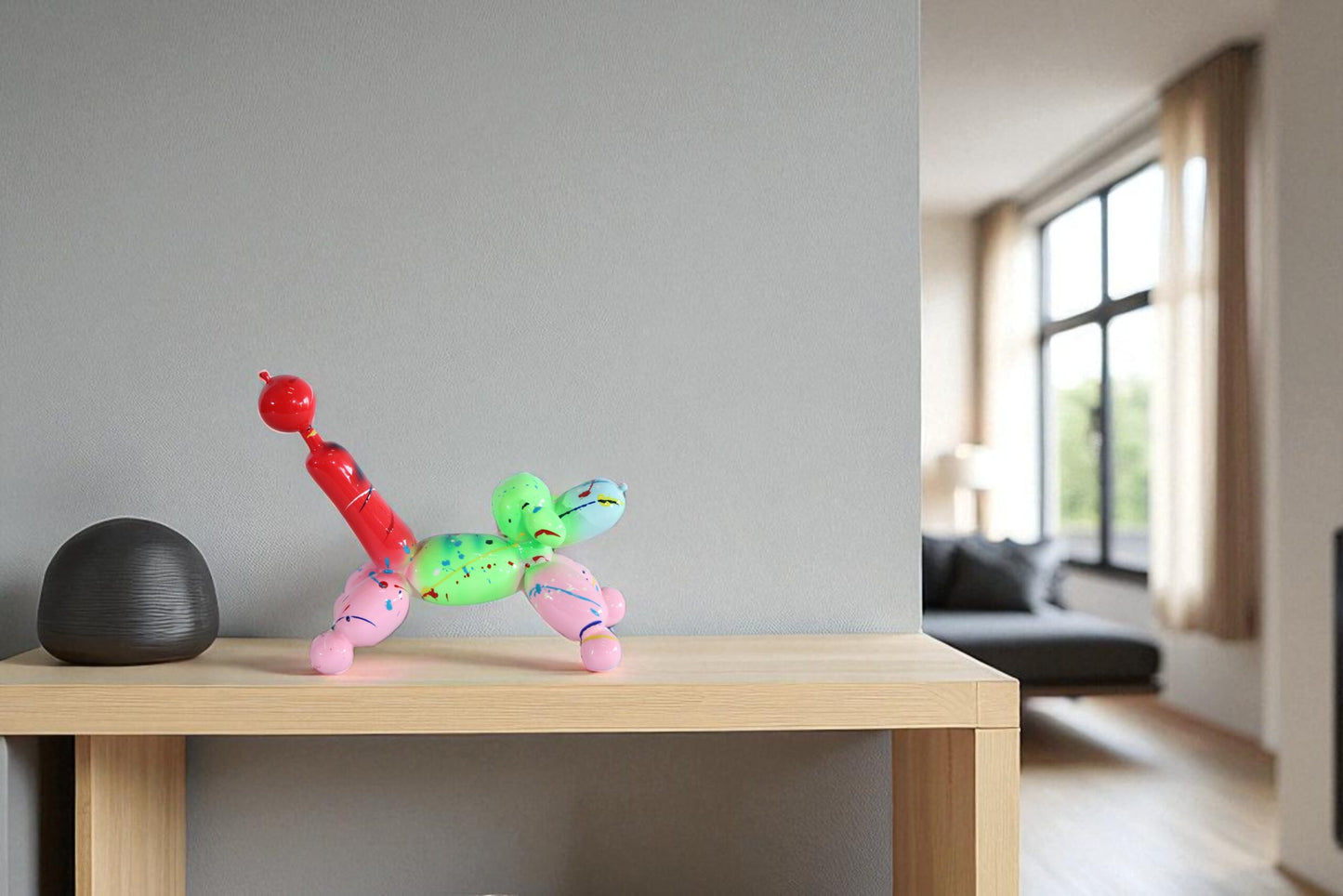 Color Splash Resin Balloon Dog Art Statue 8" x 4" x 7"H