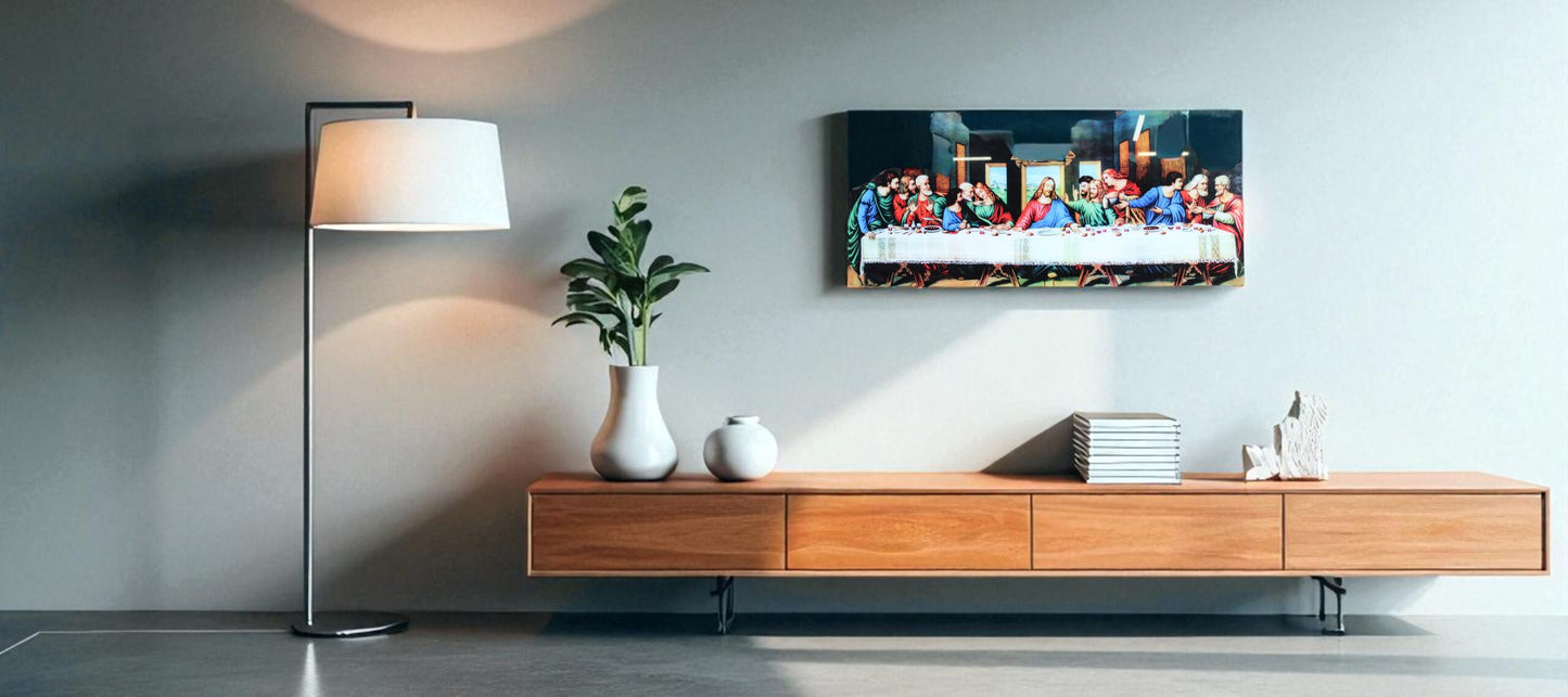 Nifao The Last Supper Art Print on Glossy Acrylic Sheet - High-Gloss Acrylic Indoor Religious Artwork - 35" x 15" x 1"