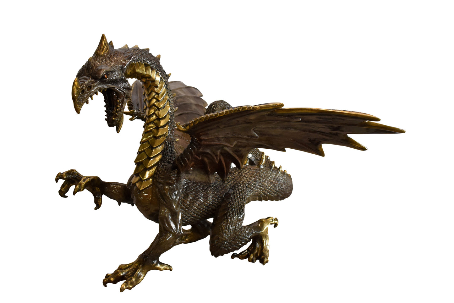 Dragon Bronze Statue with Two Tone Bronze Finish 32" x 36" x 25"H