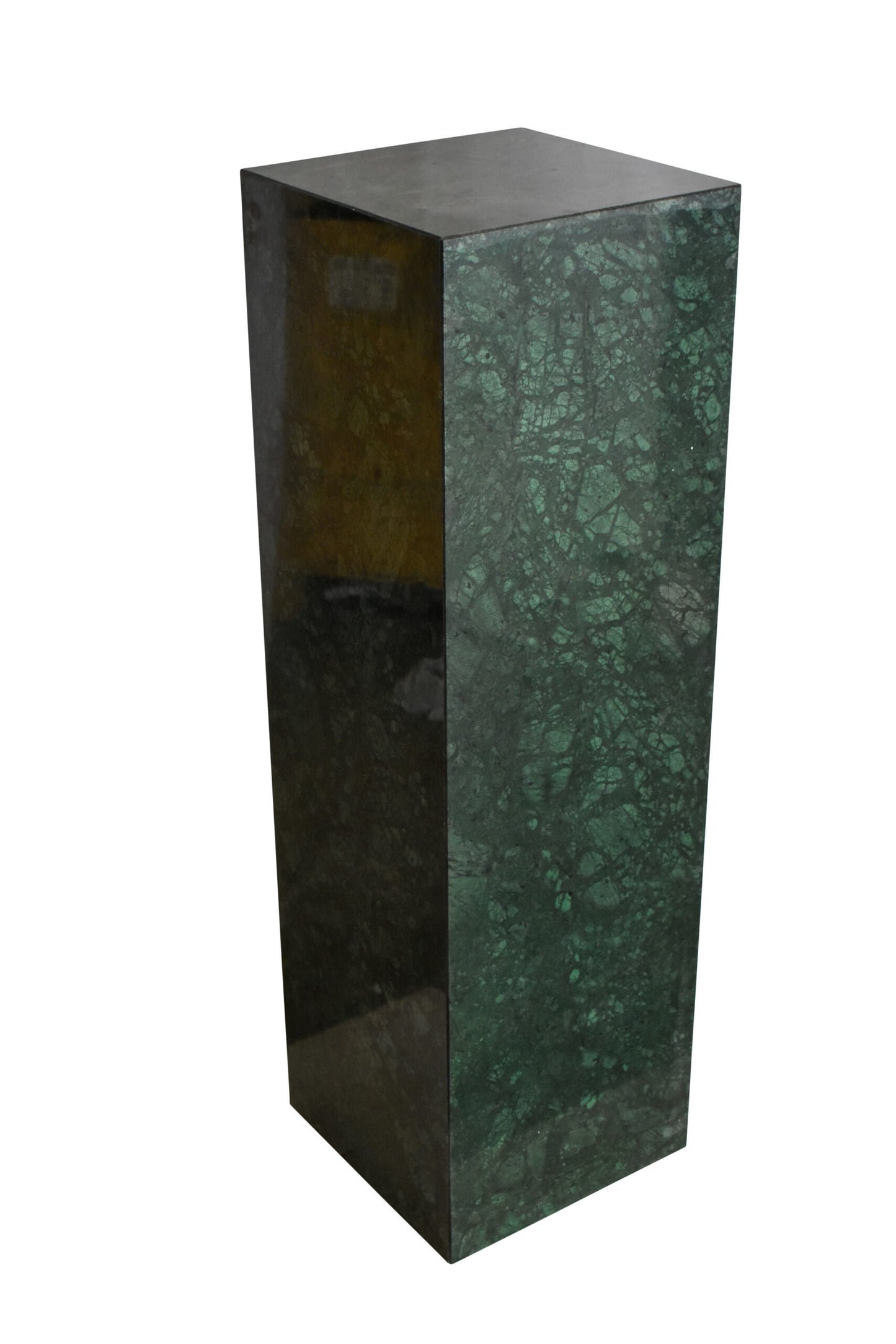 Pedestal For Artwork, Modern Dark Green and Black Marble Stone 12" x 12" x 39"H