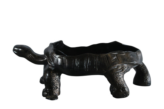Nifao Large Turtle Planter Aluminum Statue - Whimsical Garden Sculpture with Textured Finish - 35" x 19" x 12"H