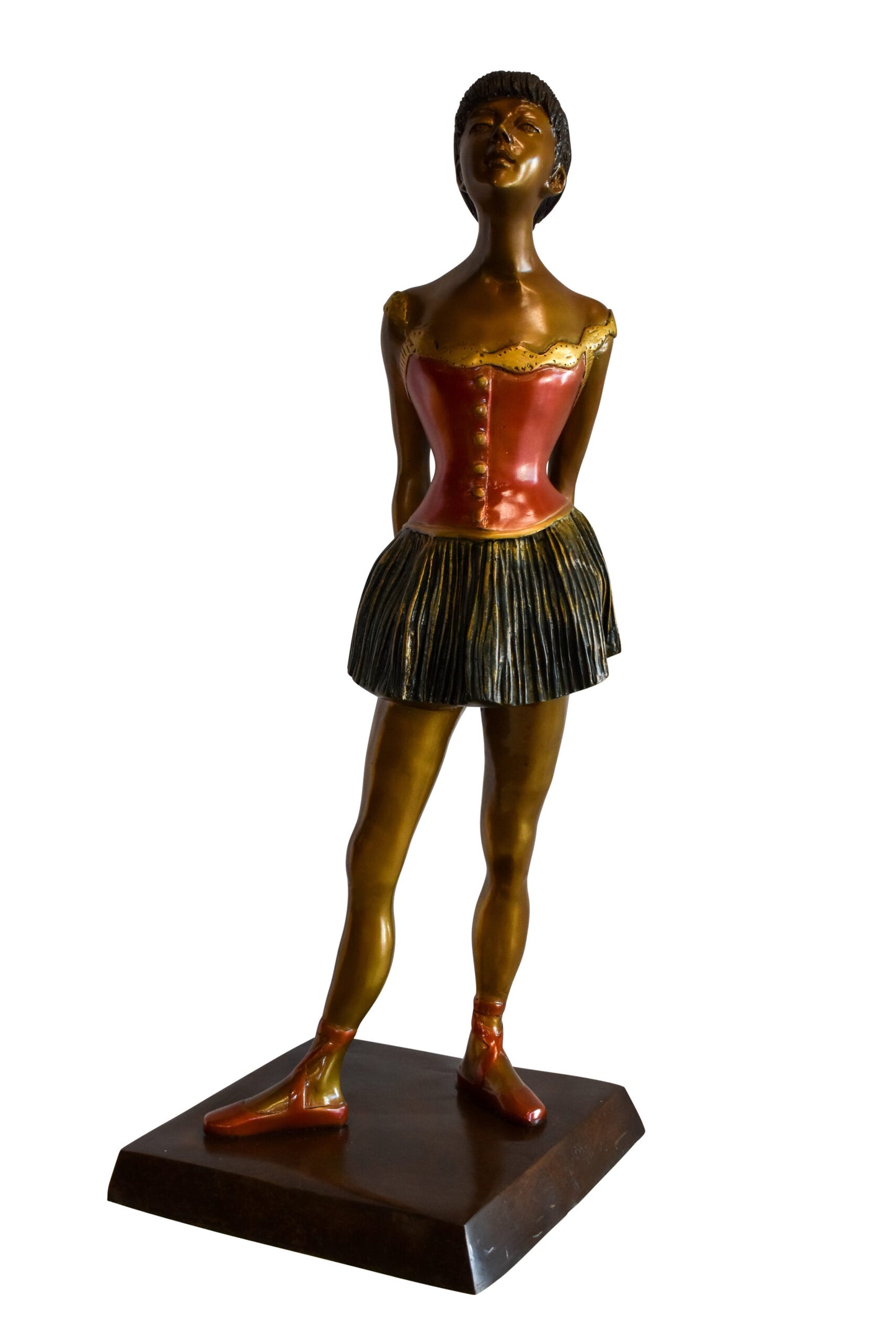 Edgar Dega Replica, Ballerina in Confident Stance Bronze Statue 13" x 13" x 35"H