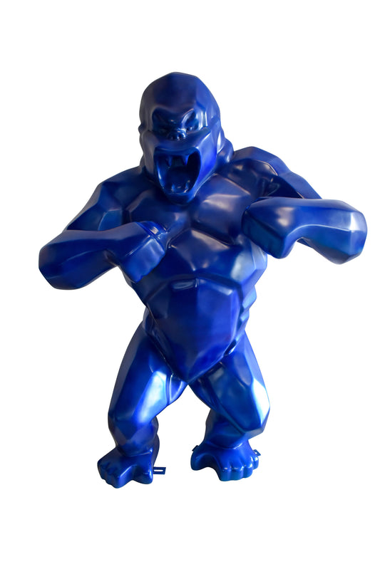 Geometric Powerful Giant Blue King Kong Resin Statue 47" x 26" x 61"H