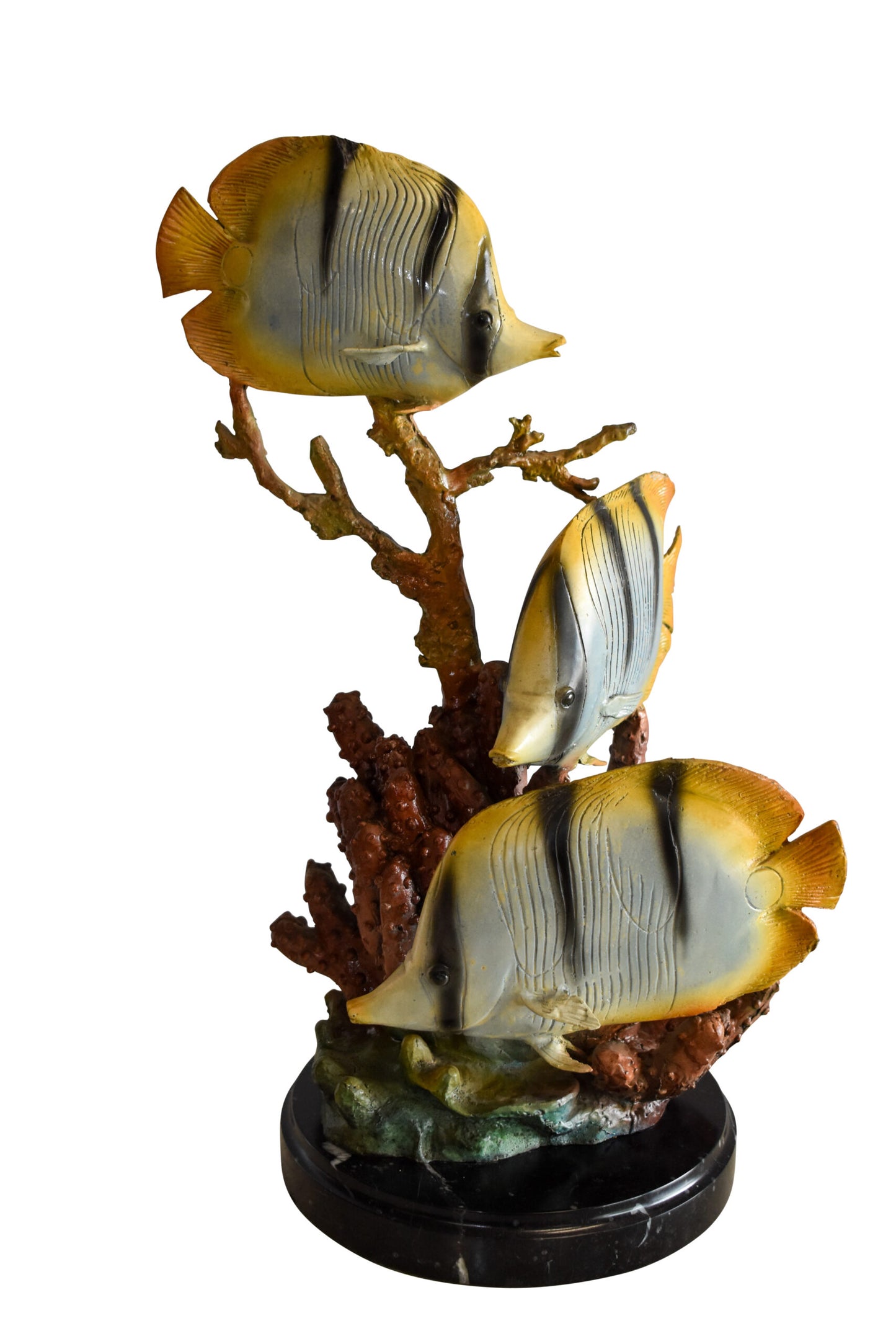 Graceful School of Butterflyfish in Sea Bronze Statue 14" x 11" x 21"H
