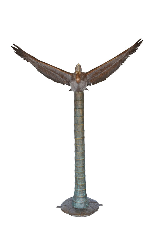 Life Size Pelican Flying Bronze Status - Size: 69"L x 45"W x 88"H.