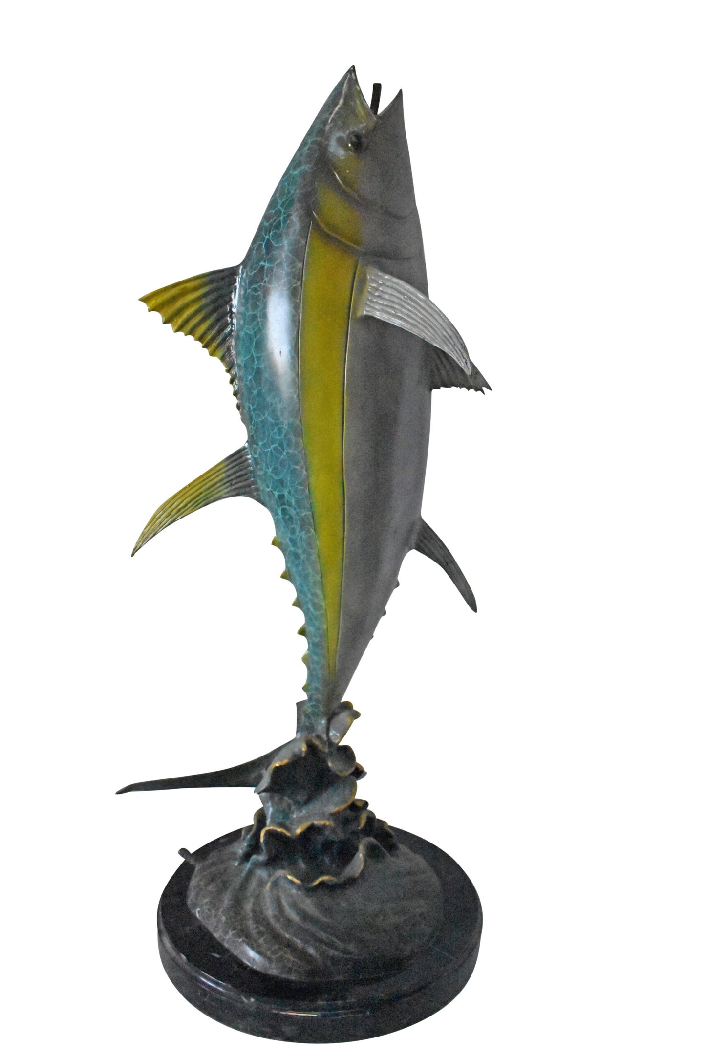 Jack Fish Bronze Statue Fountain - Size: 20"L x 16"W x 42"H.