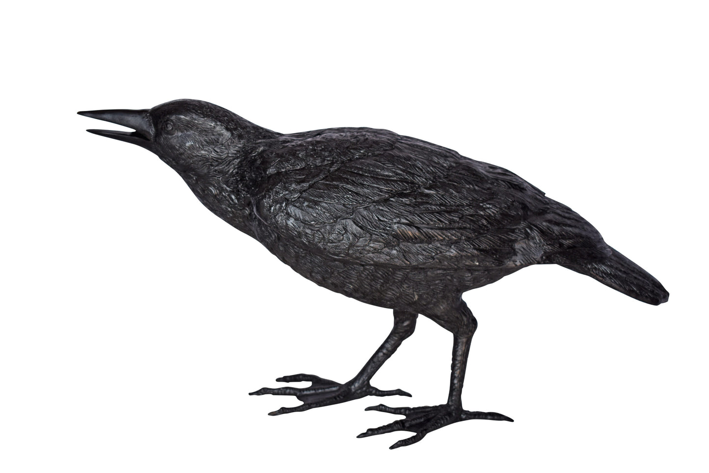 Raven Watching Forward Bronze State - Size: 22"L x 5"W x 7"H.