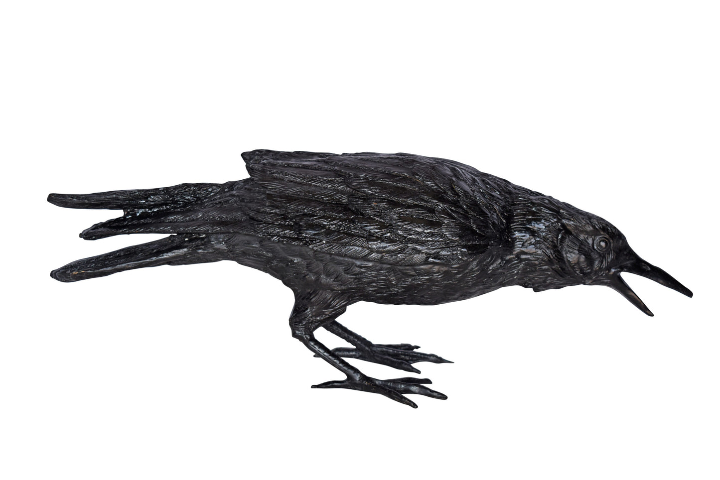 Raven Looking for Food Bronze State - Size: 24"L x 6"W x 12"H.