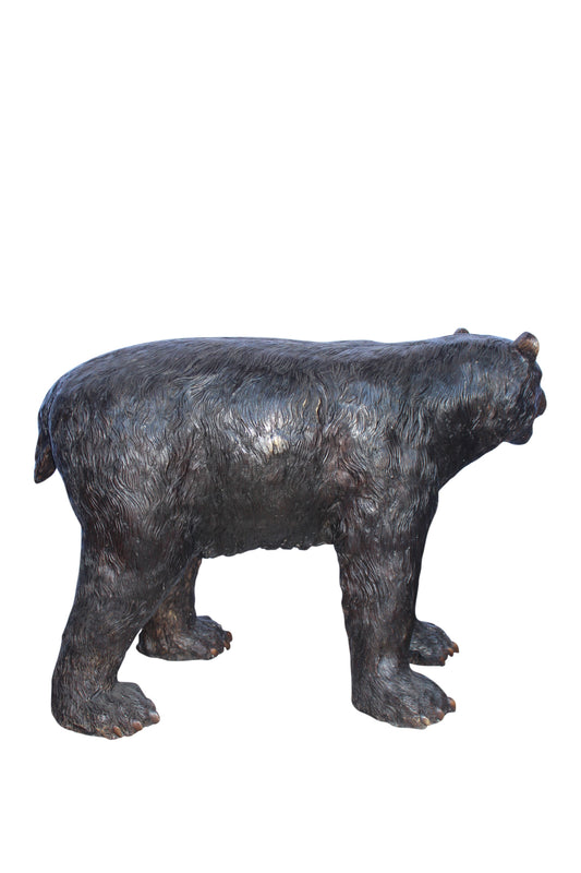 Bear standing on four legs bronze statue  -  Size: 36"L x 16"W x 24"H.