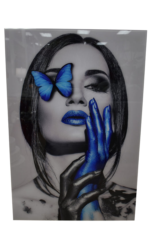 Blue Women Modern Painting on A Large Acrylic - Plexiglass Size: 1" x 31" x 47"H